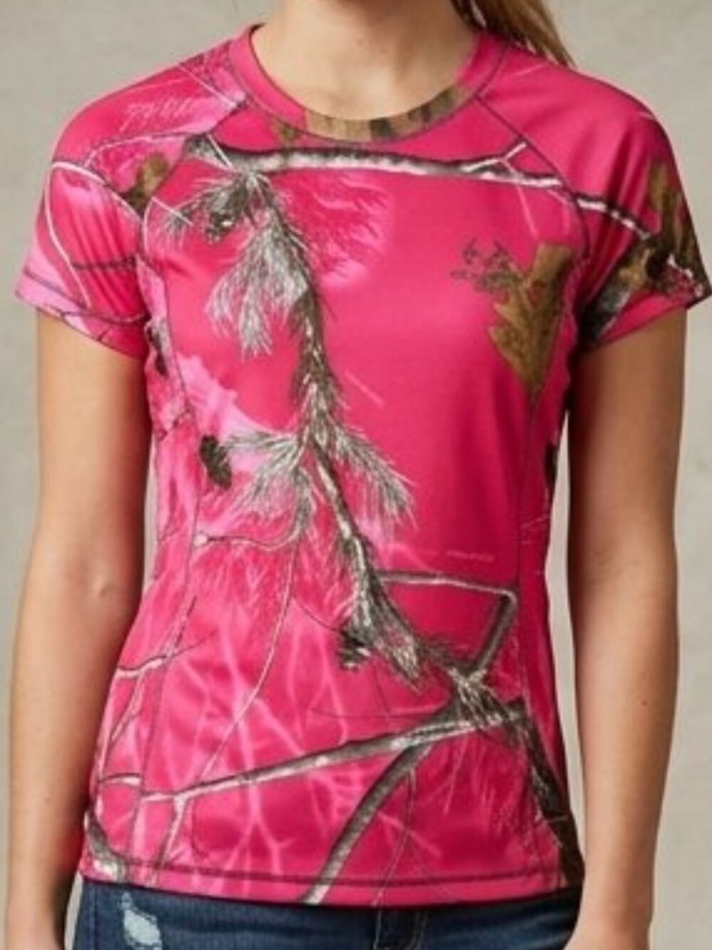 REALTREE Camo‎ Pink Dri-More Tech Tee Shirt Size M